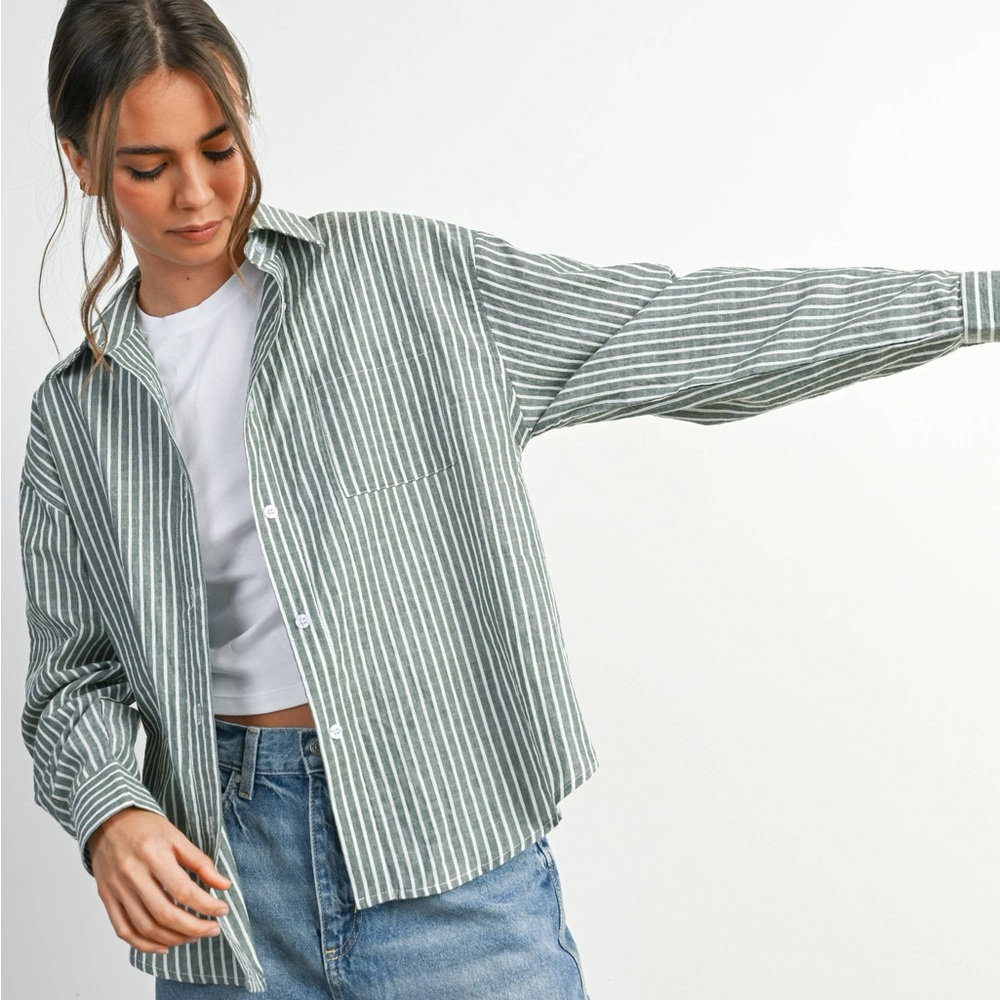 Buttermelon Striped Long Sleeve Button Up
